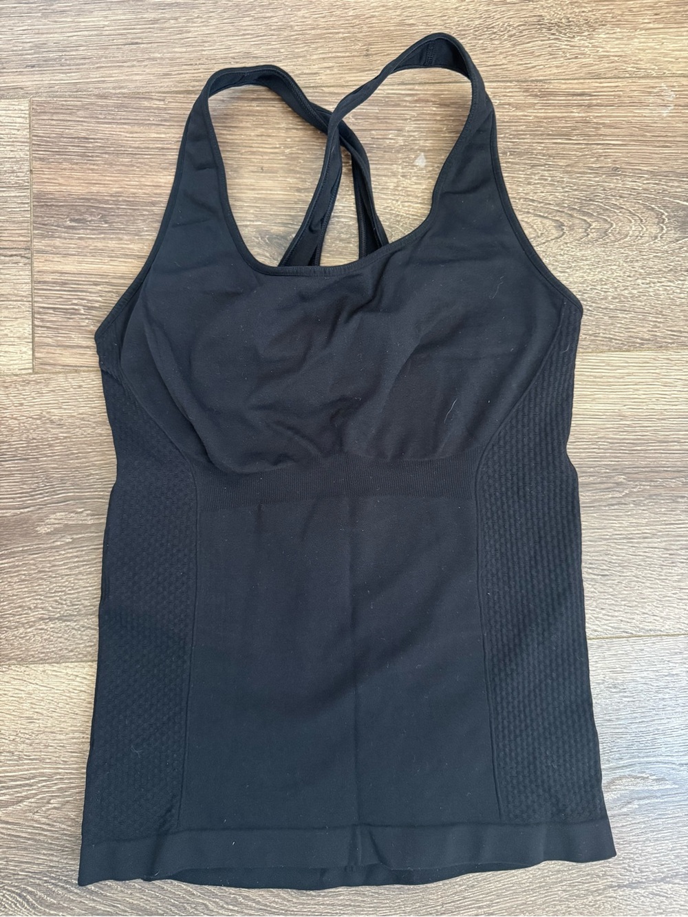NUX Compression Seamless Racerback Tank with Built-In Bra, Black